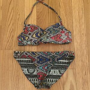 NWOT ROXY Colorful Geometric Bikini